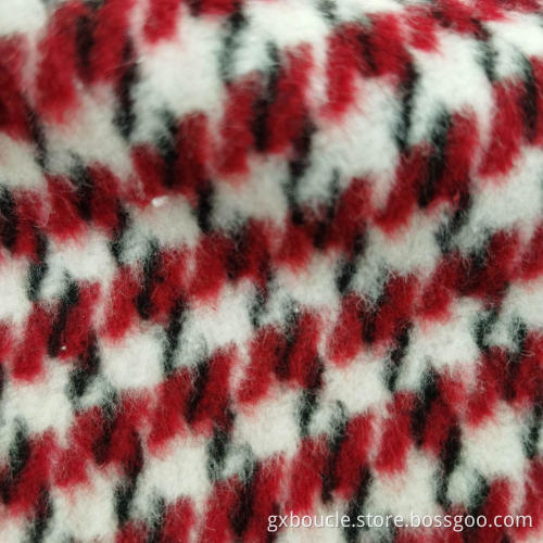 Woolen fashion houndstooth with long brush design fabric